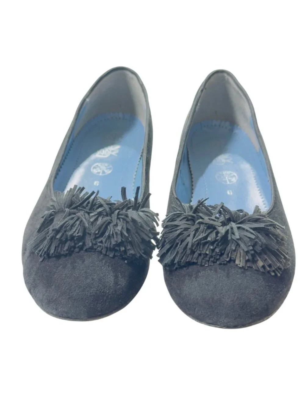 Jenny By Ara Navy Blue Suede Flat Shoes With Fringe Detail Size 9 US Comfortable